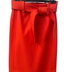 Jcrew Wool Red Belted Skirt